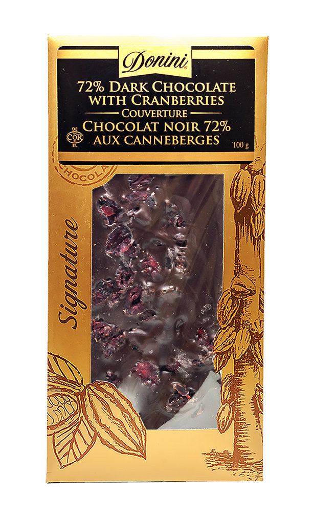Donini - 100g- 72% Dark Chocolate with Cranberries