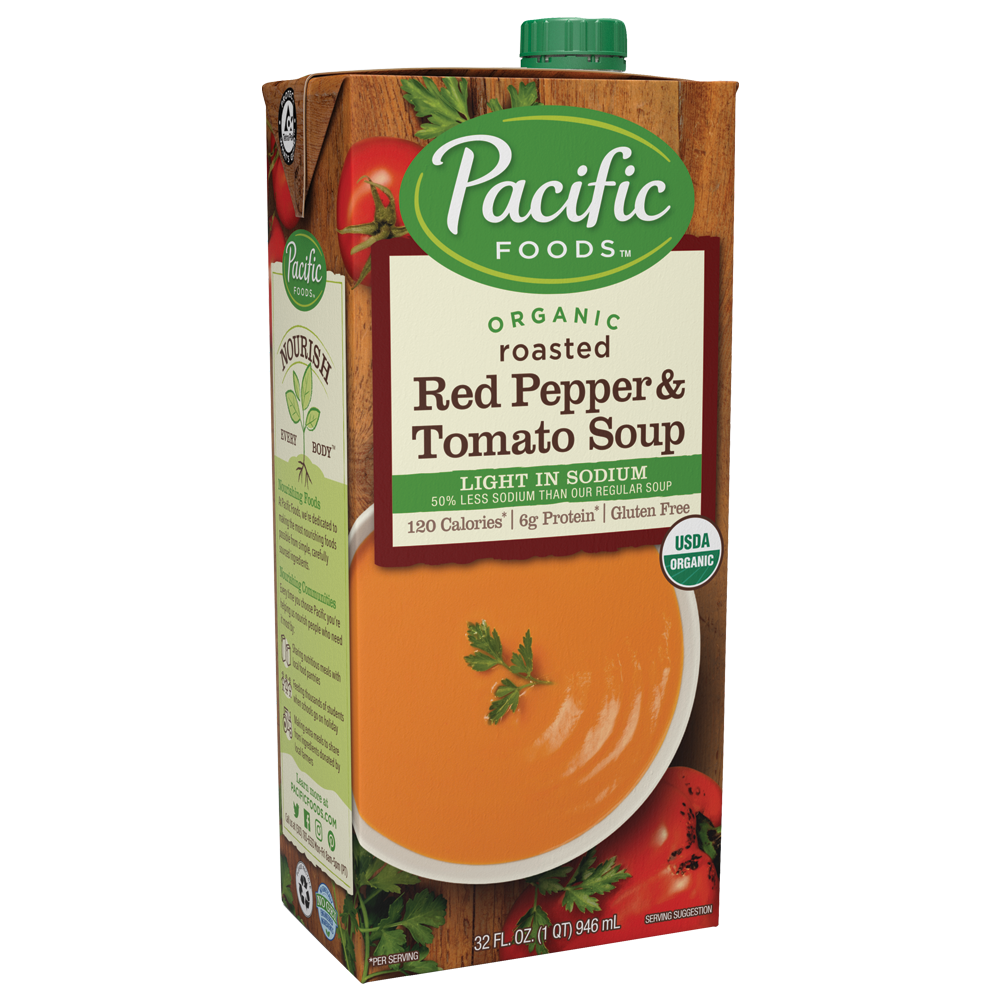 Pacific Foods Organic - Creamy Low Sodium Roasted Red Pepper and Tomato Soup - 1L